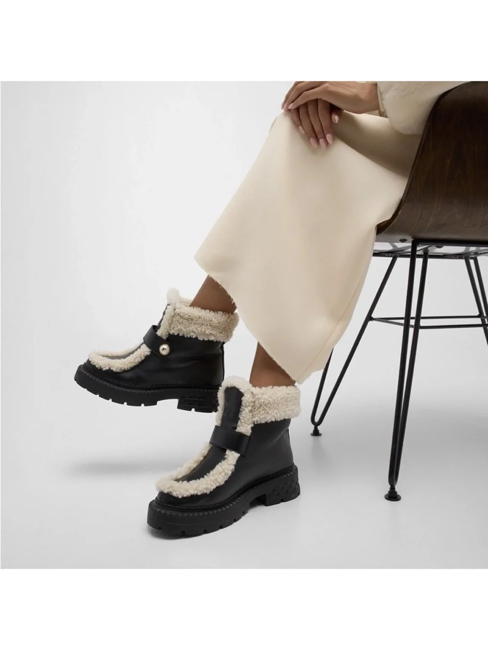 New Jimmy Choo Shea shearling-lined leather ankle boots $1,450 41